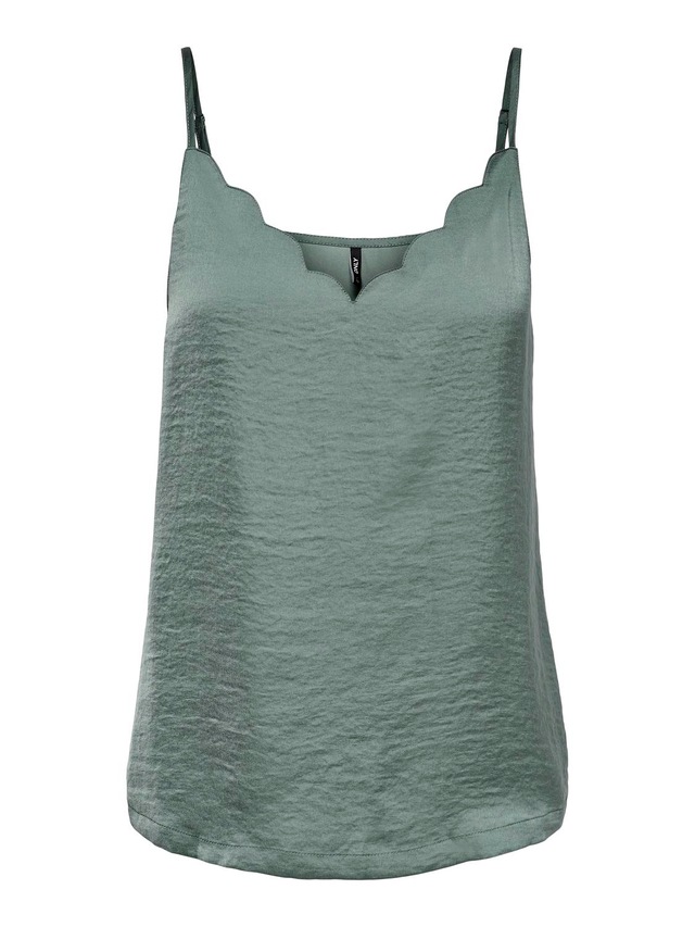 ONLY Spaghettitop »ONLDEBBIE – Singlet mit geschwungener Ausschnittkante« unifarben, feminin, tailliert, Polyester, Spaghettiträger