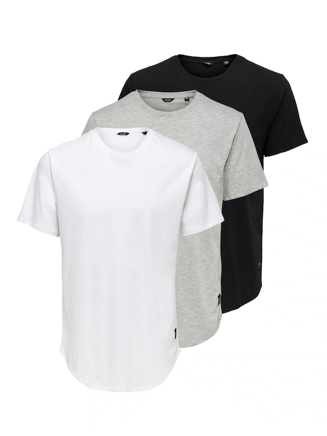 ONLY & SONS T-Shirt »ONSMATT LONGY SS TEE 3-PACK« Packung, 3 Stk. Baumwolle, relaxed fit