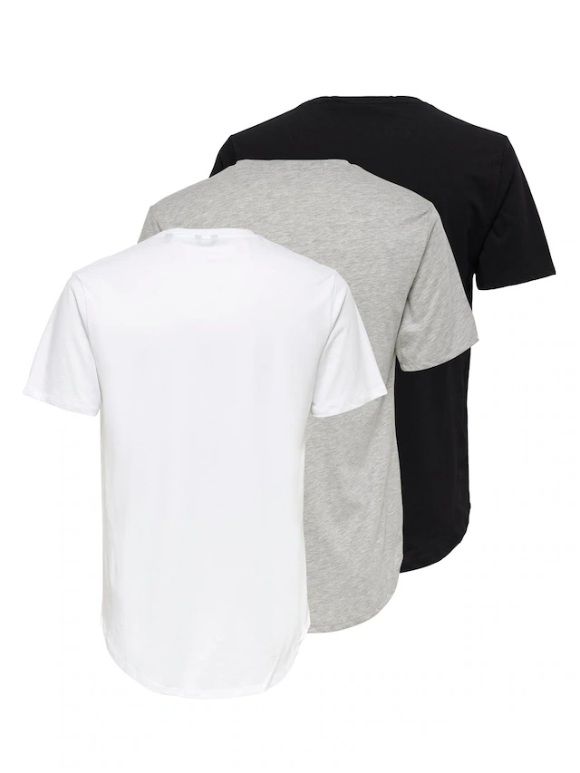 ONLY & SONS T-Shirt »ONSMATT LONGY SS TEE 3-PACK« Packung, 3 Stk. Baumwolle, relaxed fit