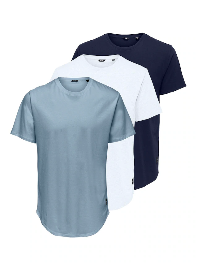 ONLY & SONS T-Shirt »ONSMATT LONGY SS TEE 3-PACK« Packung, 3 Stk. Baumwolle, relaxed fit
