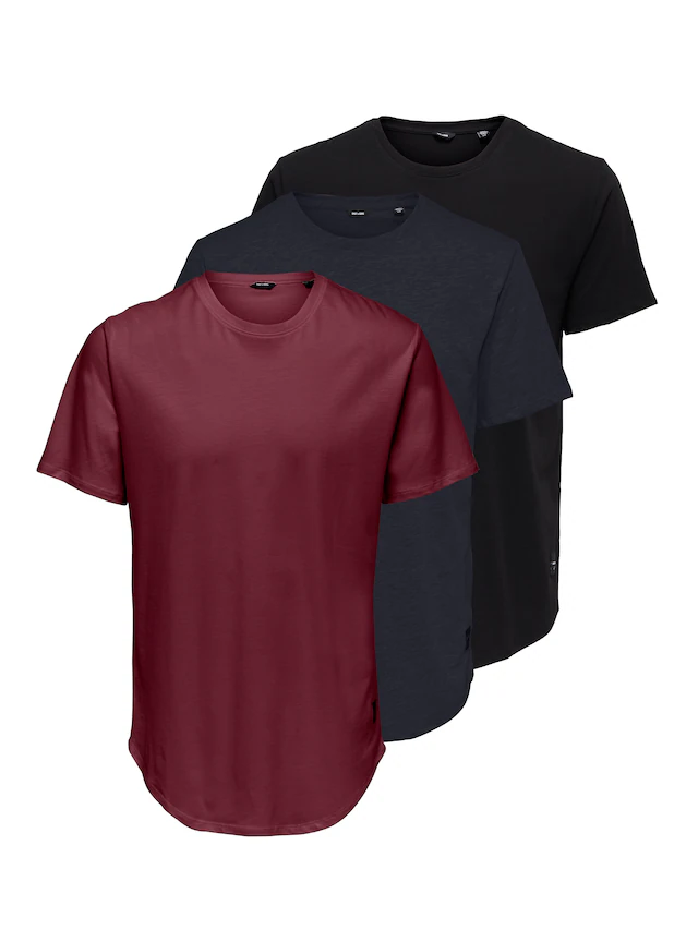 ONLY & SONS T-Shirt »ONSMATT LONGY SS TEE 3-PACK« Packung, 3 Stk. Baumwolle, relaxed fit