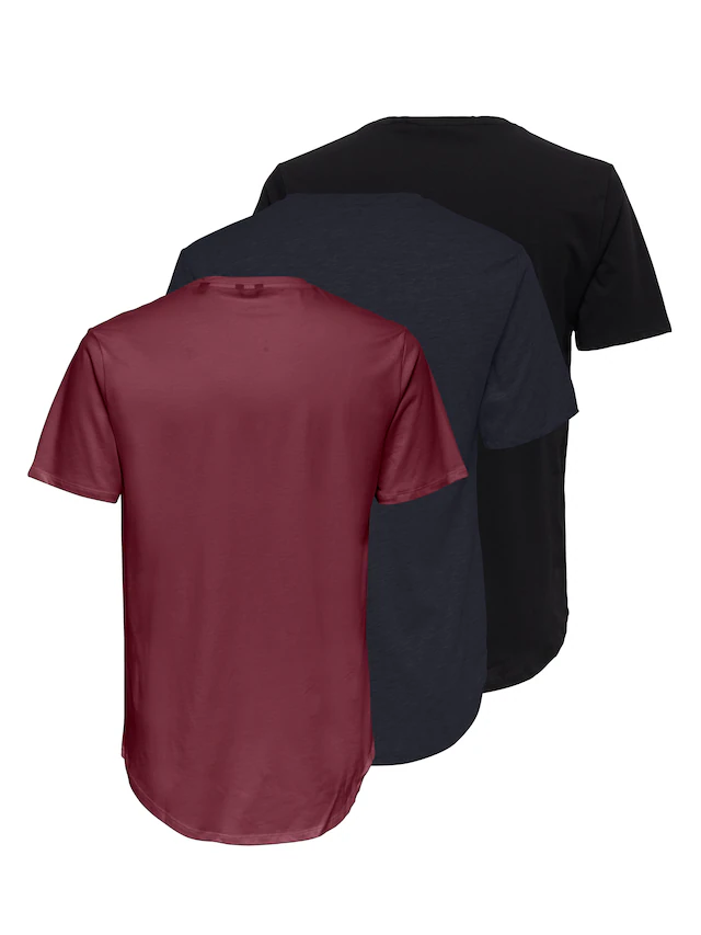 ONLY & SONS T-Shirt »ONSMATT LONGY SS TEE 3-PACK« Packung, 3 Stk. Baumwolle, relaxed fit