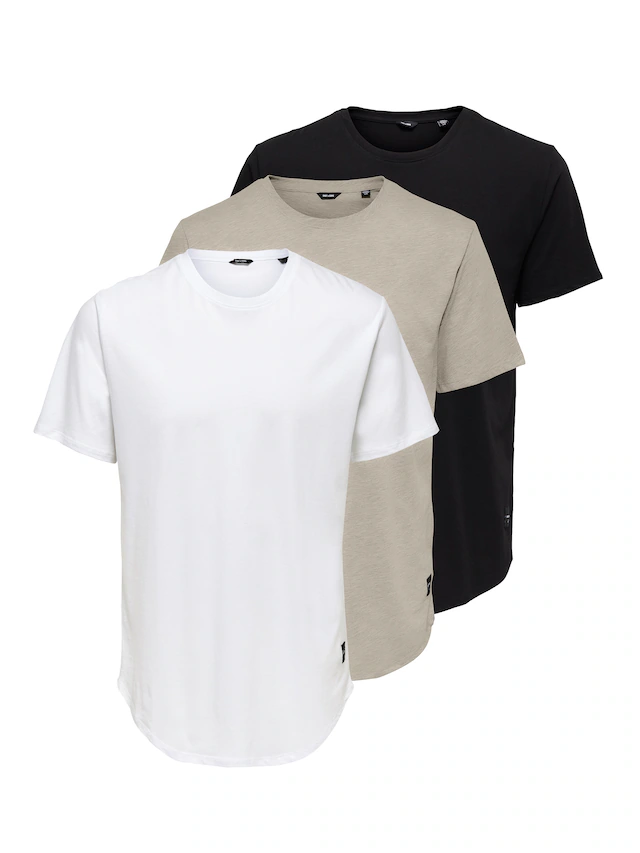 ONLY & SONS T-Shirt »ONSMATT LONGY SS TEE 3-PACK« Packung, 3 Stk. Baumwolle, relaxed fit