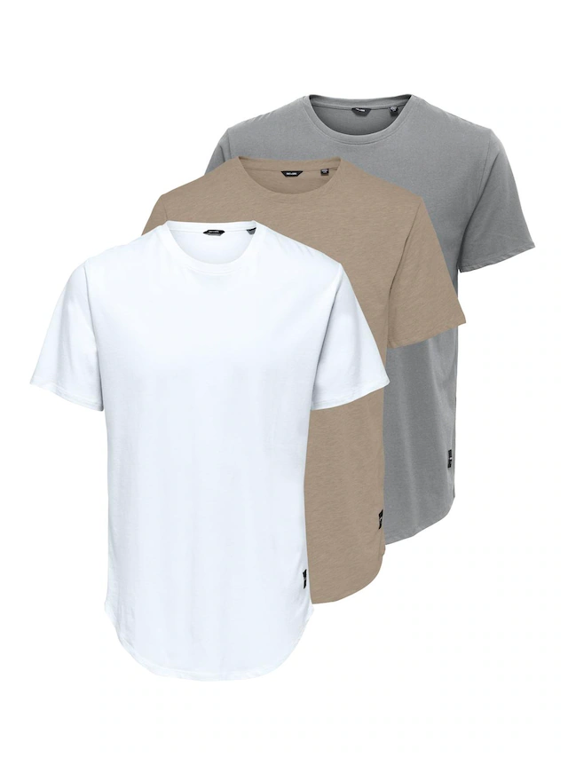 ONLY & SONS T-Shirt »ONSMATT LONGY SS TEE 3-PACK« Packung, 3 Stk. Baumwolle, relaxed fit