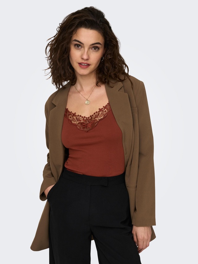 ONLY Spitzentop »ONLKIRA – Doppelpack mit Spitzendetail für feminine Looks« 2er-Pack, figurbetont, modisch, Jersey, Baumwolle, V-Ausschnitt
