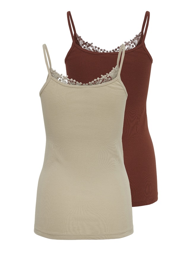 ONLY Spitzentop »ONLKIRA – Doppelpack mit Spitzendetail für feminine Looks« 2er-Pack, figurbetont, modisch, Jersey, Baumwolle, V-Ausschnitt