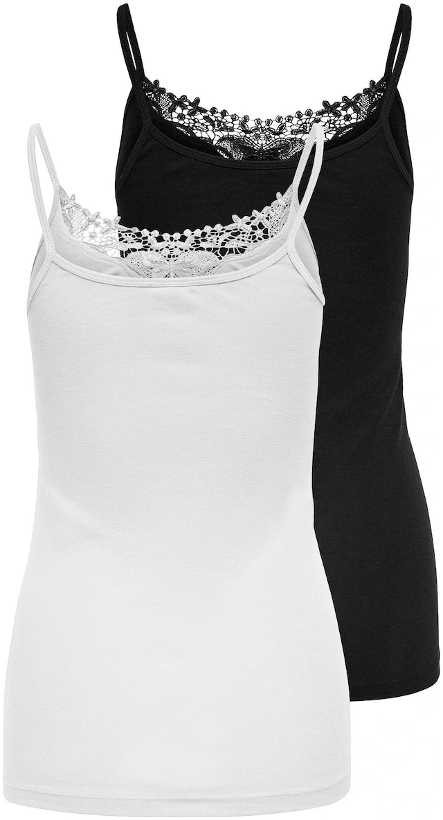 ONLY Spitzentop »ONLKIRA – Doppelpack mit Spitzendetail für feminine Looks« 2er-Pack, figurbetont, modisch, Jersey, Baumwolle, V-Ausschnitt