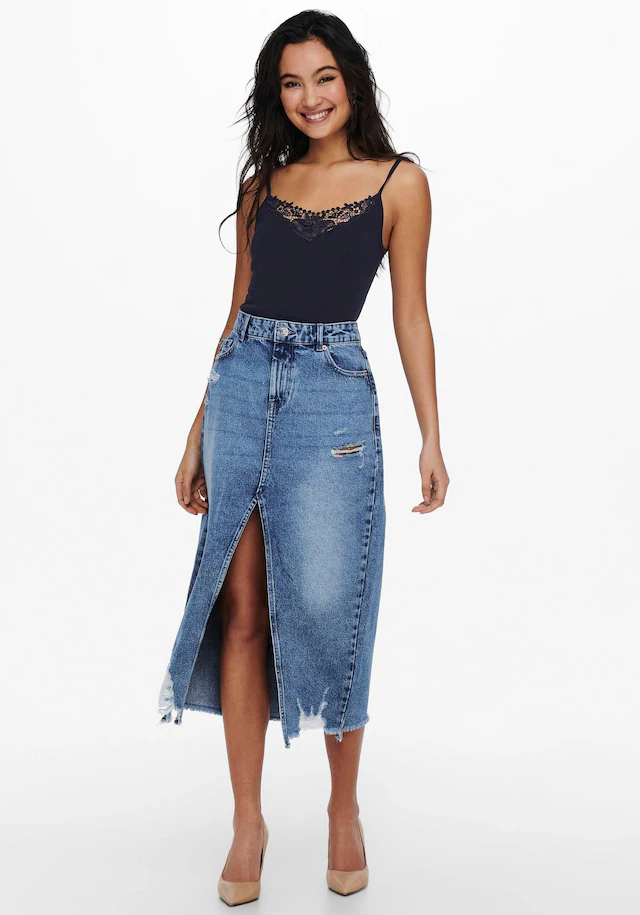 ONLY Spitzentop »ONLKIRA – Doppelpack mit Spitzendetail für feminine Looks« 2er-Pack, figurbetont, modisch, Jersey, Baumwolle, V-Ausschnitt