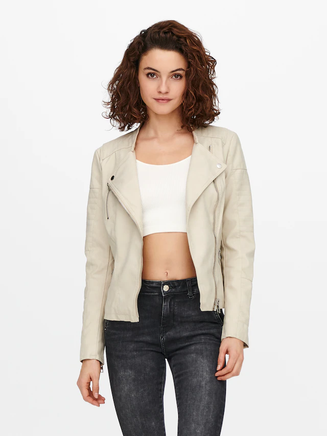 ONLY Lederimitatjacke »ONLAVA FAUX LEATHER BIKER OTW NOOS« mit Biker-Details