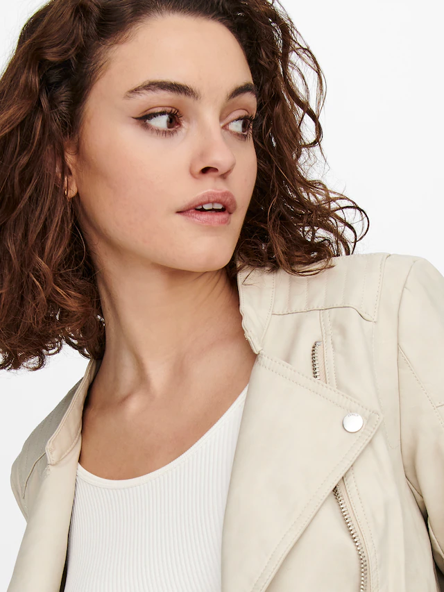 ONLY Lederimitatjacke »ONLAVA FAUX LEATHER BIKER OTW NOOS« mit Biker-Details