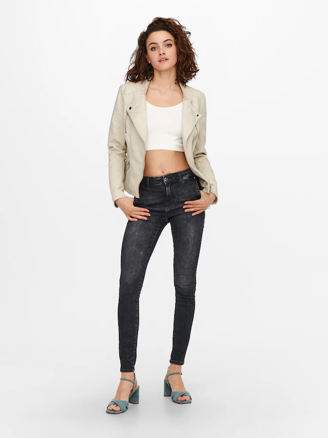 ONLY Lederimitatjacke »ONLAVA FAUX LEATHER BIKER OTW NOOS« mit Biker-Details