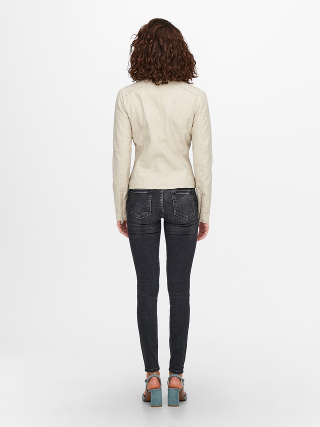 ONLY Lederimitatjacke »ONLAVA FAUX LEATHER BIKER OTW NOOS« mit Biker-Details