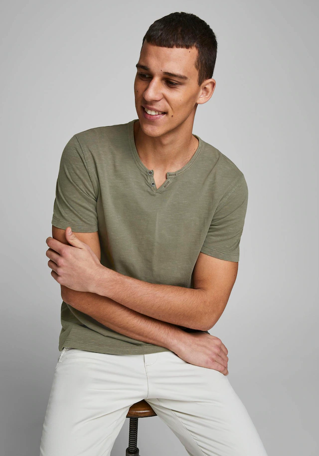 Jack & Jones T-Shirt »SPLIT NECK TEE« mit V-Ausschnitt