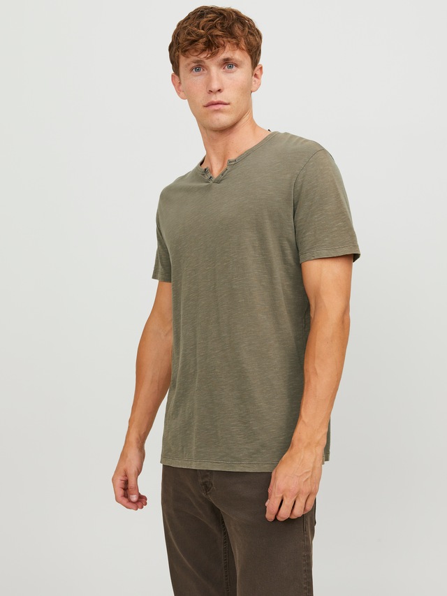Jack & Jones T-Shirt »SPLIT NECK TEE« mit V-Ausschnitt