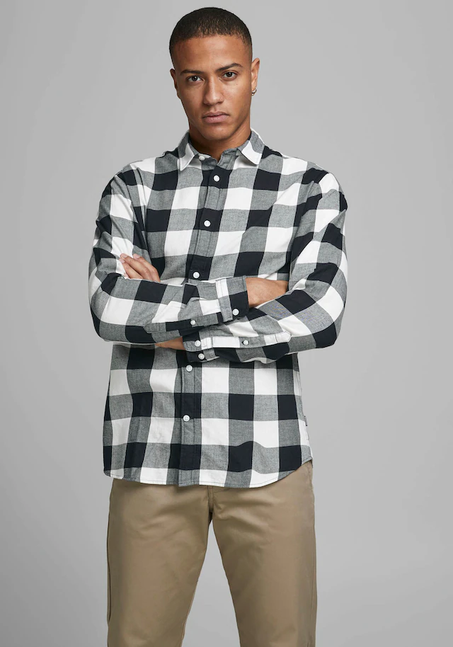 Jack & Jones Langarmhemd »JJEGINGHAM TWILL SHIRT L/S NOOS«