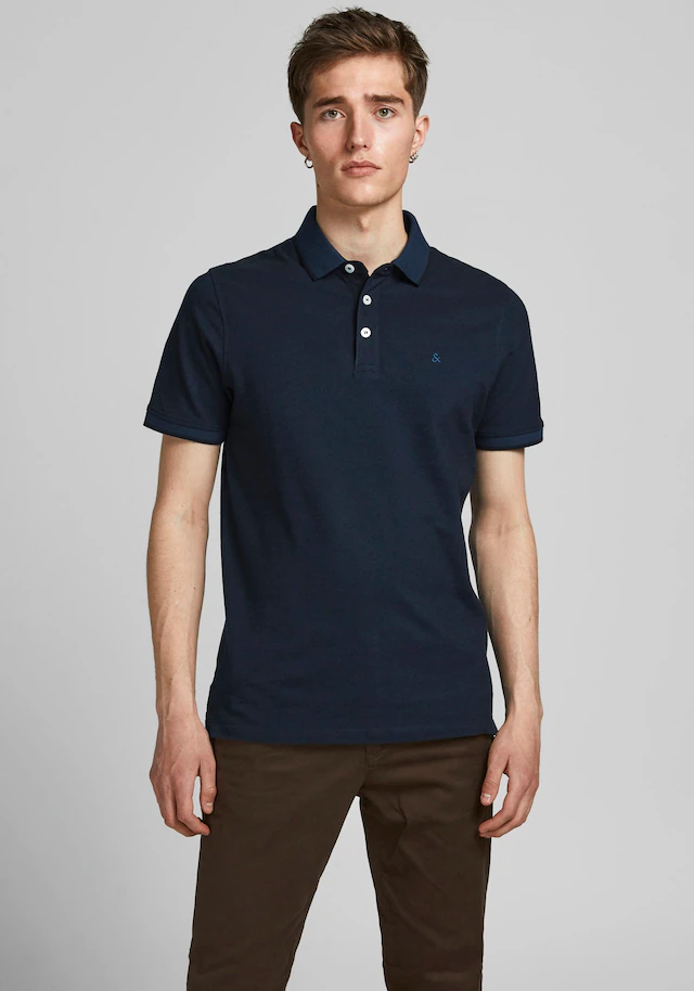 Jack & Jones Poloshirt »JJEPAULOS Poloshirt mit klassischem Kragen und figurbetonter Form« Logostickerei, modisch, schmal, Baumwolle, Polokragen