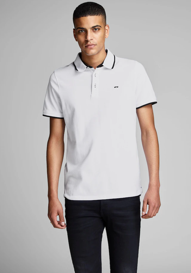 Jack & Jones Poloshirt »JJEPAULOS Poloshirt mit klassischem Kragen und figurbetonter Form« Logostickerei, modisch, schmal, Baumwolle, Polokragen