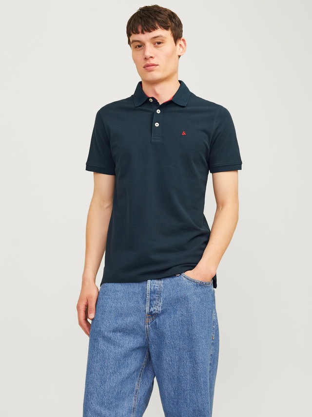 Jack & Jones Poloshirt »JJEPAULOS Poloshirt mit klassischem Kragen und figurbetonter Form« Logostickerei, modisch, schmal, Baumwolle, Polokragen