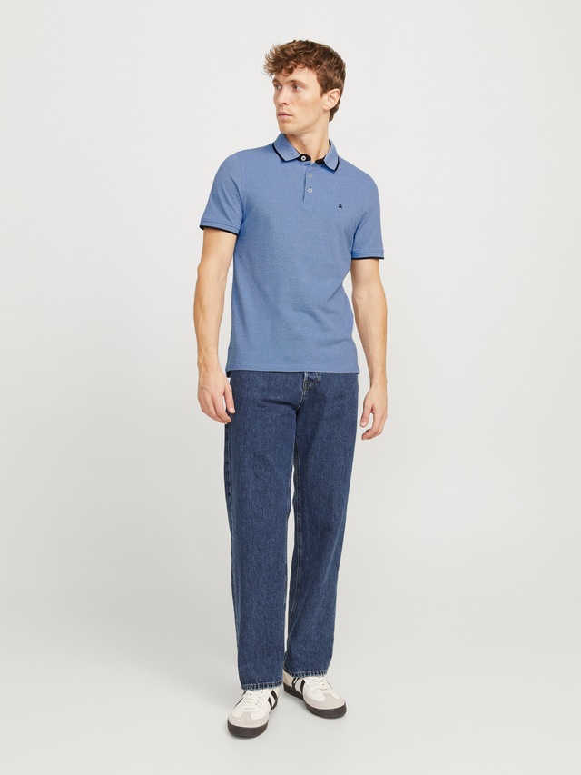 Jack & Jones Poloshirt »JJEPAULOS Poloshirt mit klassischem Kragen und figurbetonter Form« Logostickerei, modisch, schmal, Baumwolle, Polokragen