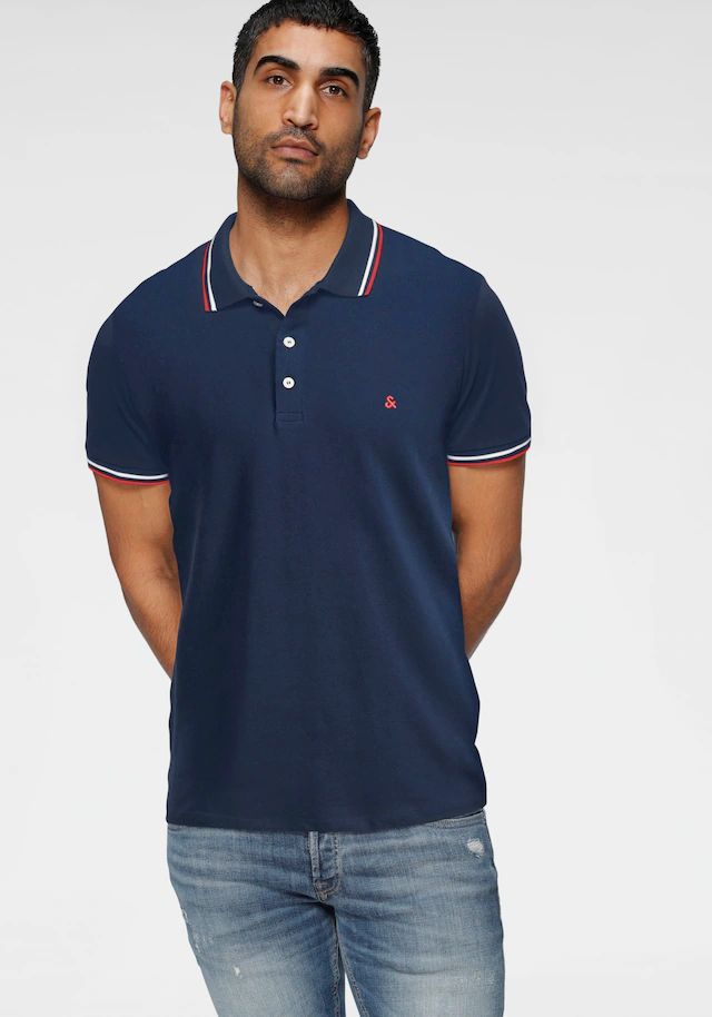 Jack & Jones Poloshirt »JJEPAULOS Poloshirt mit klassischem Kragen und figurbetonter Form« Logostickerei, modisch, schmal, Baumwolle, Polokragen