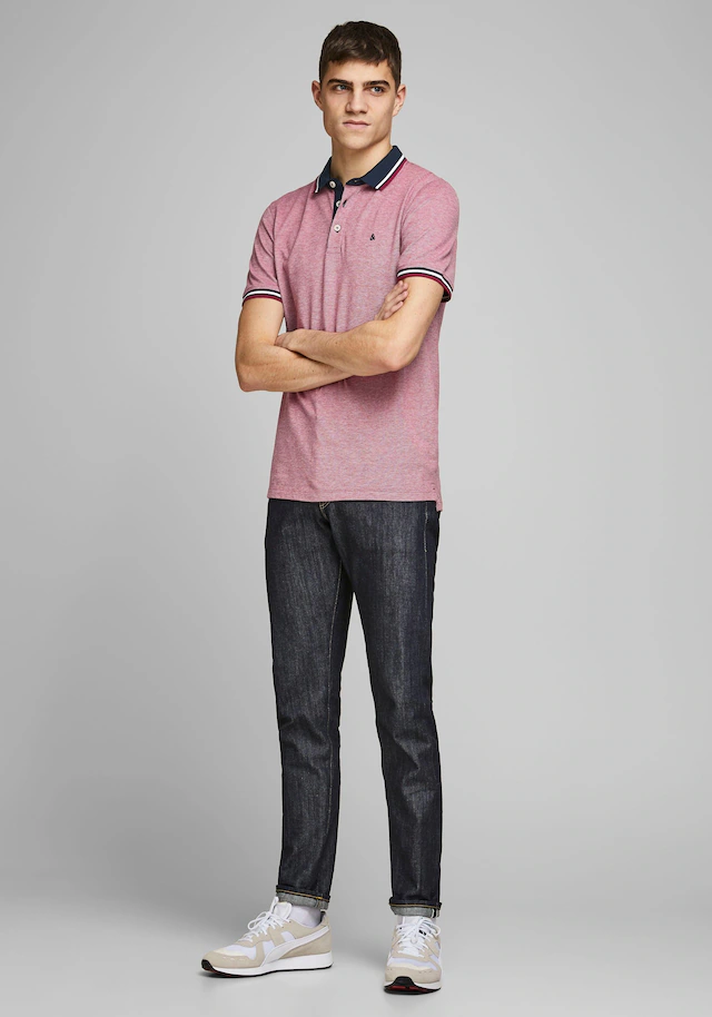 Jack & Jones Poloshirt »JJEPAULOS Poloshirt mit klassischem Kragen und figurbetonter Form« Logostickerei, modisch, schmal, Baumwolle, Polokragen