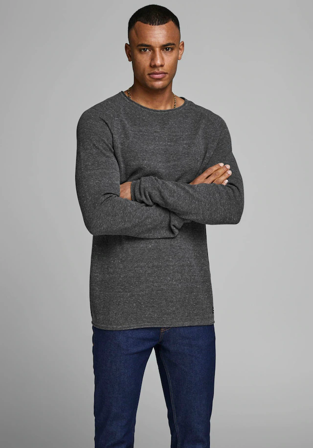 Jack & Jones Rundhalspullover »JJEHILL KNIT CREW NECK NOOS« Baumwolle, regular fit