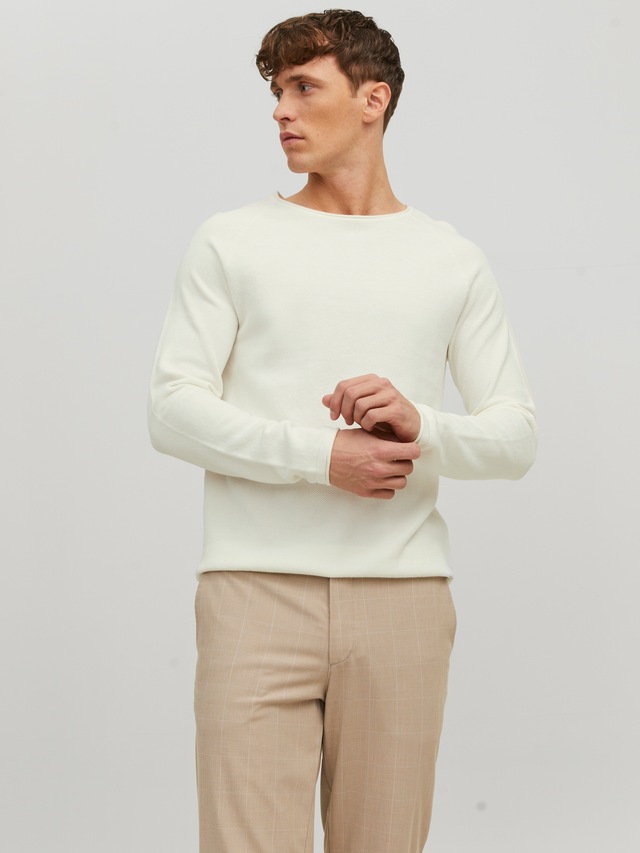 Jack & Jones Rundhalspullover »JJEHILL KNIT CREW NECK NOOS« Baumwolle, regular fit