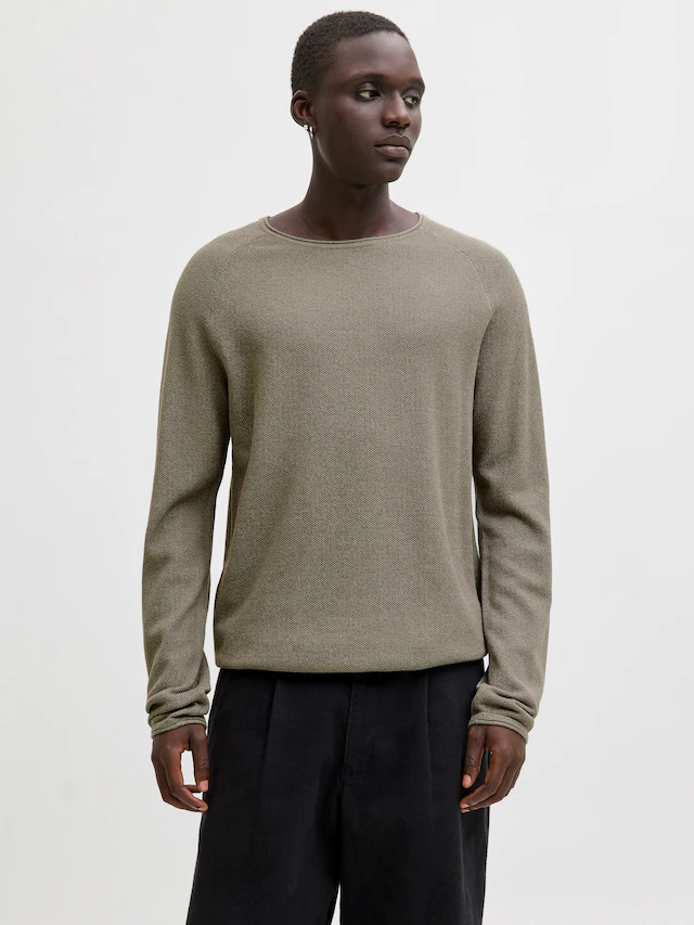 Jack & Jones Rundhalspullover »JJEHILL KNIT CREW NECK NOOS« Baumwolle, regular fit