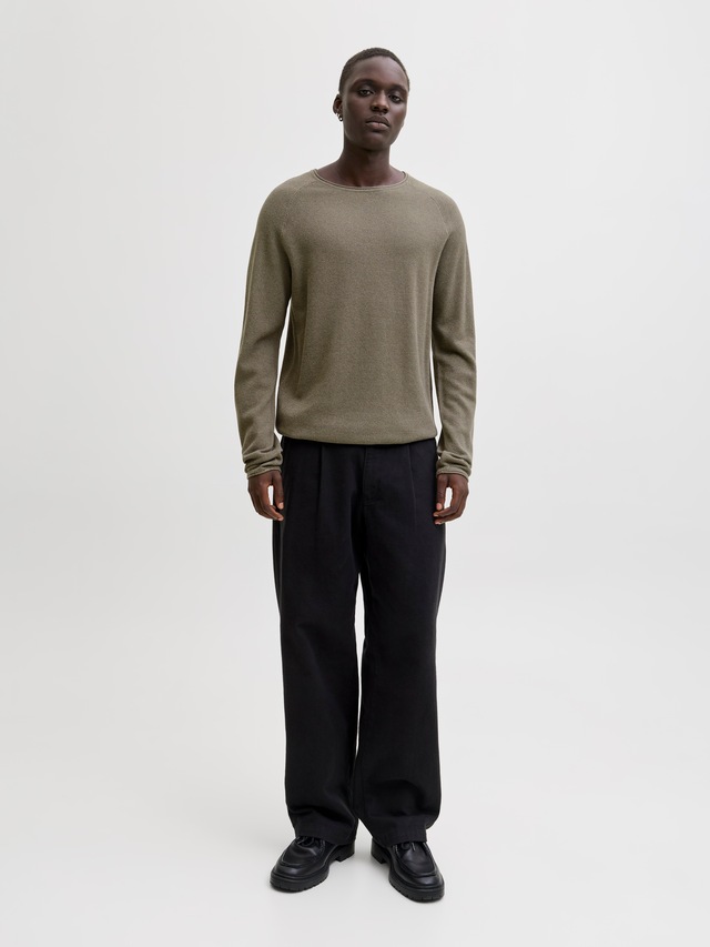 Jack & Jones Rundhalspullover »JJEHILL KNIT CREW NECK NOOS« Baumwolle, regular fit