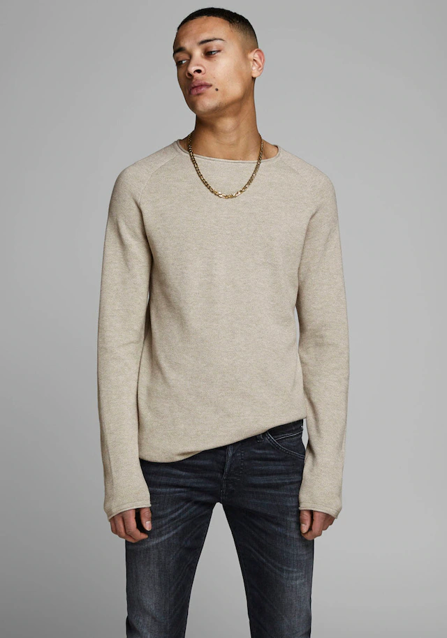 Jack & Jones Rundhalspullover »JJEHILL KNIT CREW NECK NOOS« Baumwolle, regular fit