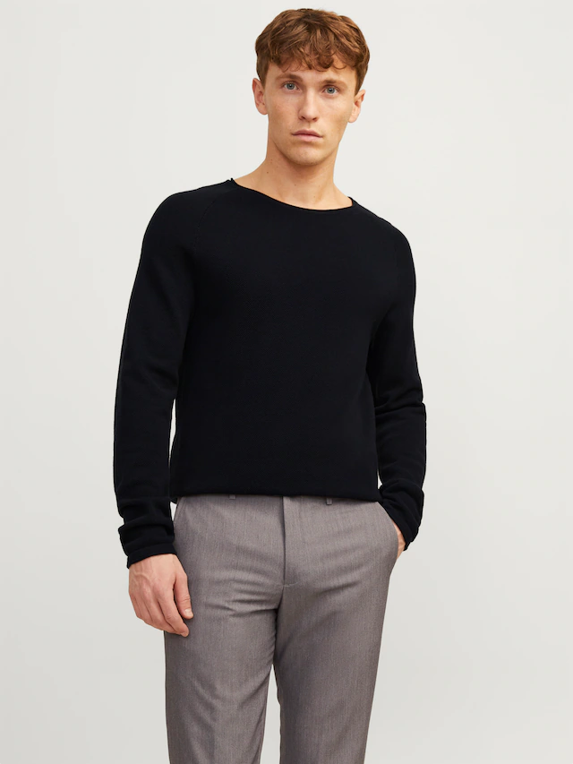 Jack & Jones Rundhalspullover »JJEHILL KNIT CREW NECK NOOS« Baumwolle, regular fit
