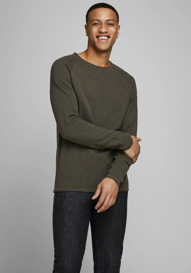 Jack & Jones Rundhalspullover »JJEHILL KNIT CREW NECK NOOS« Baumwolle, regular fit