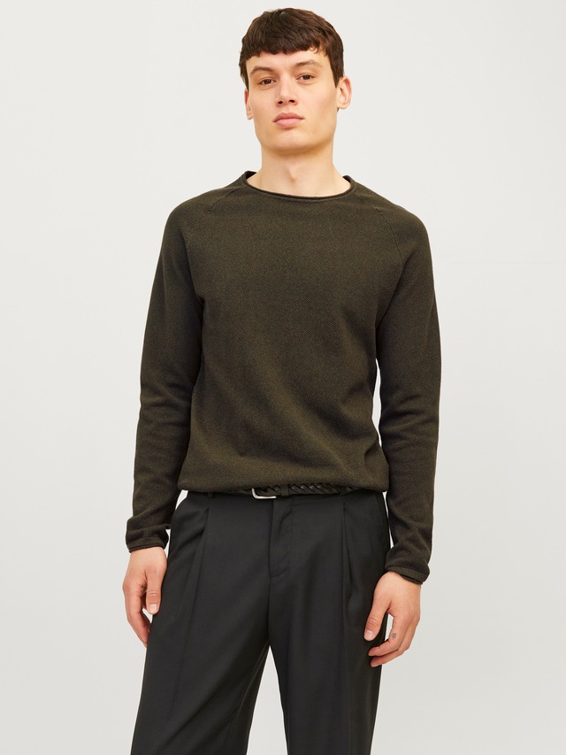Jack & Jones Rundhalspullover »JJEHILL KNIT CREW NECK NOOS« Baumwolle, regular fit