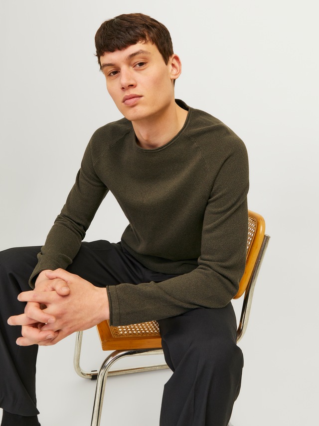 Jack & Jones Rundhalspullover »JJEHILL KNIT CREW NECK NOOS« Baumwolle, regular fit