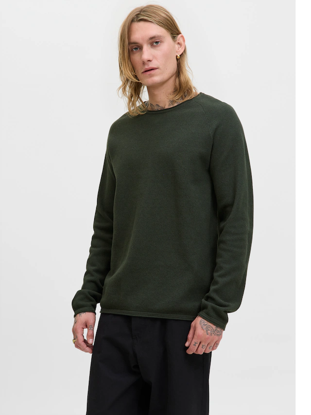 Jack & Jones Rundhalspullover »JJEHILL KNIT CREW NECK NOOS« Baumwolle, regular fit