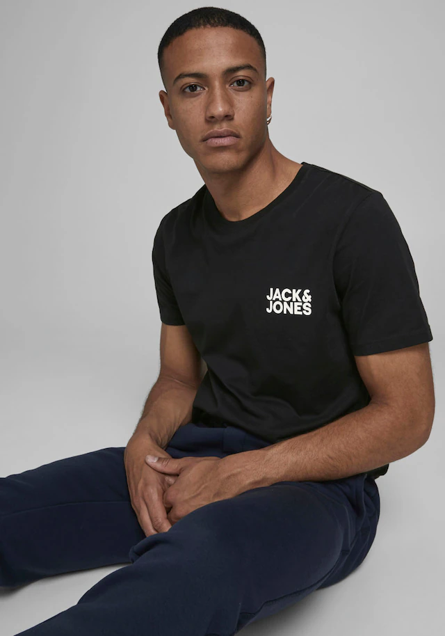 Jack & Jones T-Shirt »JJECORP Herren-Tee mit figurbetonter Silhouette« bedruckt, modisch, schmal, Baumwolle, Rundhals