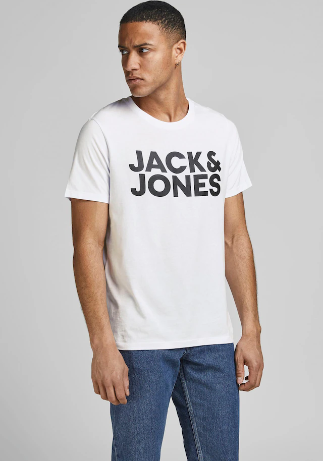 Jack & Jones T-Shirt »JJECORP Herren-Tee mit figurbetonter Silhouette« bedruckt, modisch, schmal, Baumwolle, Rundhals
