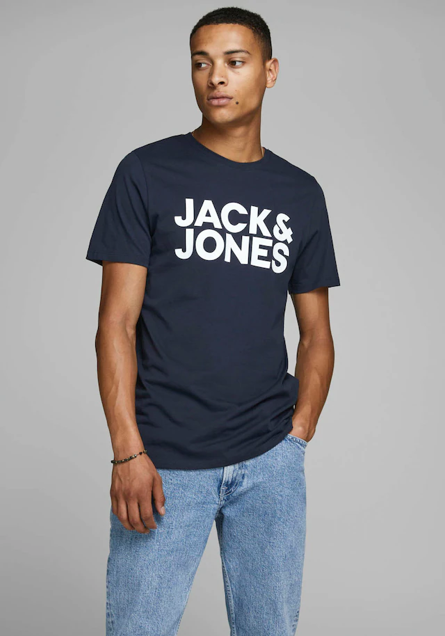 Jack & Jones T-Shirt »JJECORP Herren-Tee mit figurbetonter Silhouette« bedruckt, modisch, schmal, Baumwolle, Rundhals