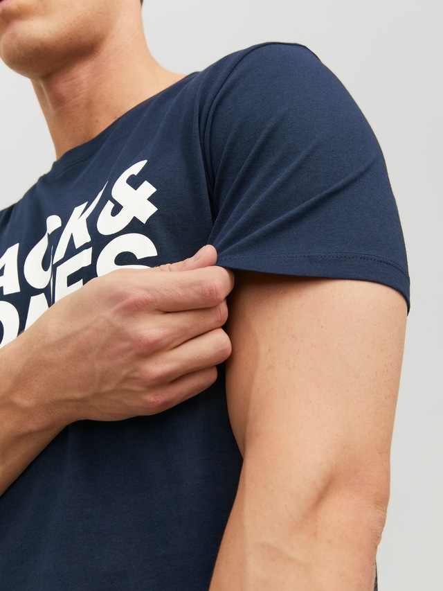 Jack & Jones T-Shirt »JJECORP Herren-Tee mit figurbetonter Silhouette« bedruckt, modisch, schmal, Baumwolle, Rundhals