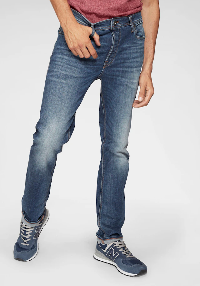 Jack & Jones Slim-fit-Jeans »JJITIM mit Waschung und praktischen Taschen« Abriebeffekte, modisch, slim fit, Denim