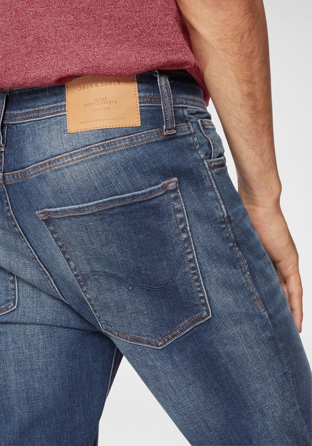 Jack & Jones Slim-fit-Jeans »JJITIM mit Waschung und praktischen Taschen« Abriebeffekte, modisch, slim fit, Denim