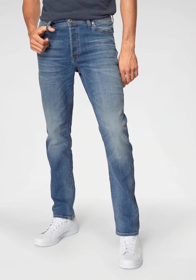 Jack & Jones Slim-fit-Jeans »JJITIM mit Waschung und praktischen Taschen« Abriebeffekte, modisch, slim fit, Denim