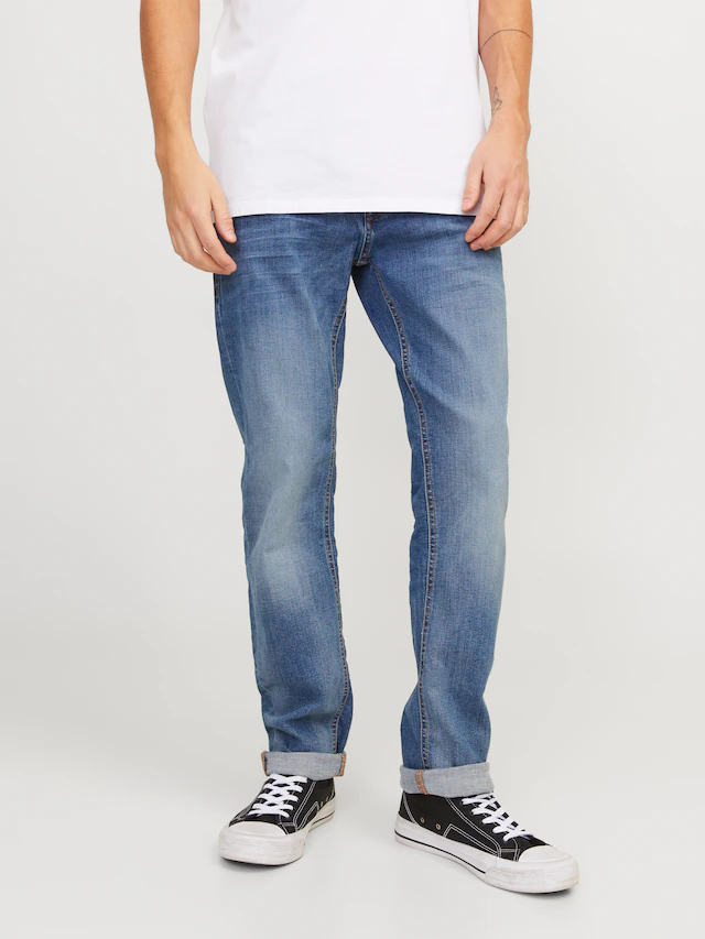 Jack & Jones Slim-fit-Jeans »JJITIM mit Waschung und praktischen Taschen« Abriebeffekte, modisch, slim fit, Denim