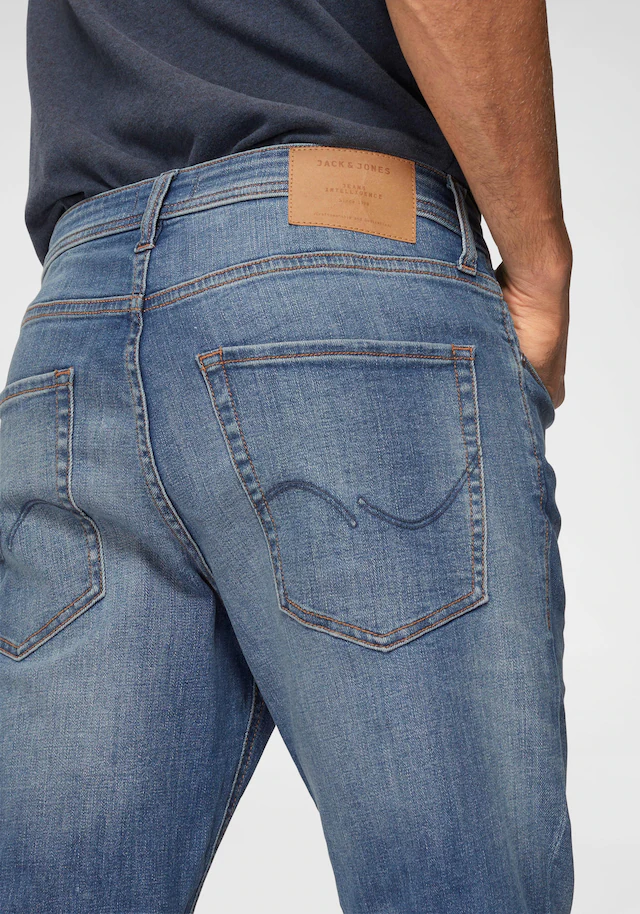 Jack & Jones Slim-fit-Jeans »JJITIM mit Waschung und praktischen Taschen« Abriebeffekte, modisch, slim fit, Denim