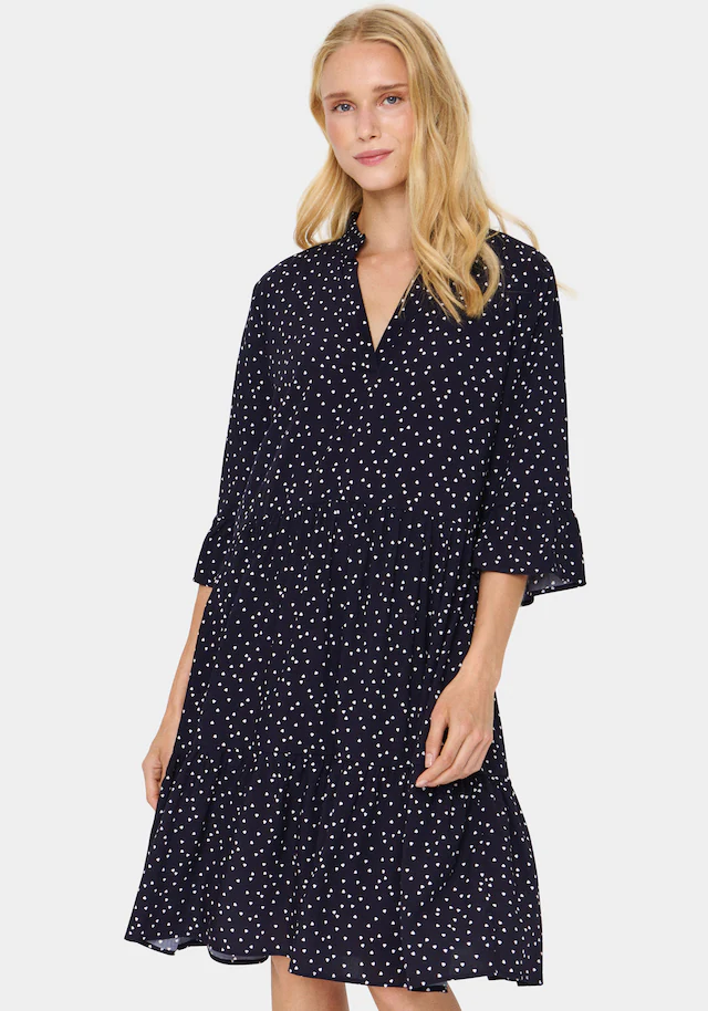 Saint Tropez Blusenkleid »EdaSZ Dress« Sommerkleid, Tunikakleid mit Volant und 3/4 Ärmel