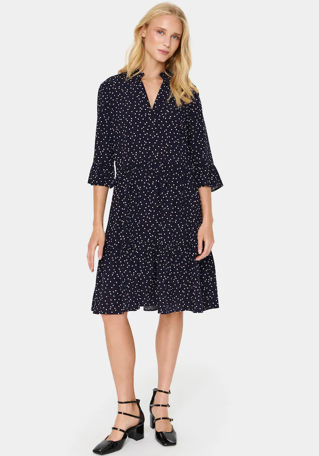 Saint Tropez Blusenkleid »EdaSZ Dress« Sommerkleid, Tunikakleid mit Volant und 3/4 Ärmel