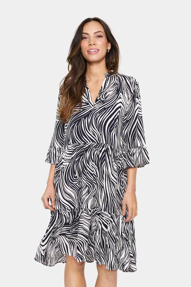 Saint Tropez Blusenkleid »EdaSZ Dress« Sommerkleid, Tunikakleid mit Volant und 3/4 Ärmel
