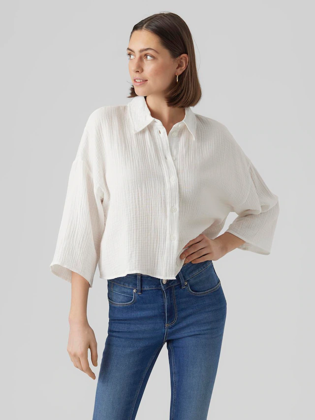 Vero Moda Hemdbluse »VMNATALI CROP SHIRT WVN NOOS« Baumwolle, loose fit