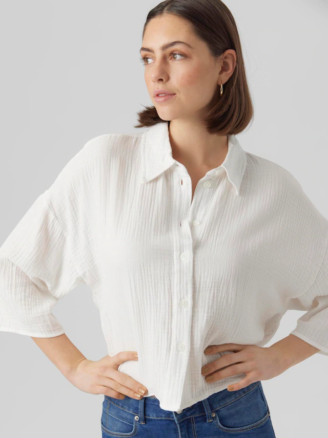 Vero Moda Hemdbluse »VMNATALI CROP SHIRT WVN NOOS« Baumwolle, loose fit