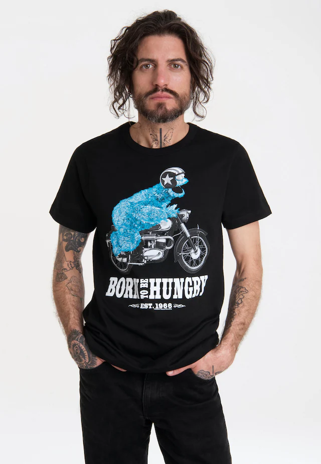 LOGOSHIRT T-Shirt »Sesamstraße - Krümelmonster Motorrad« mit lizenziertem Print